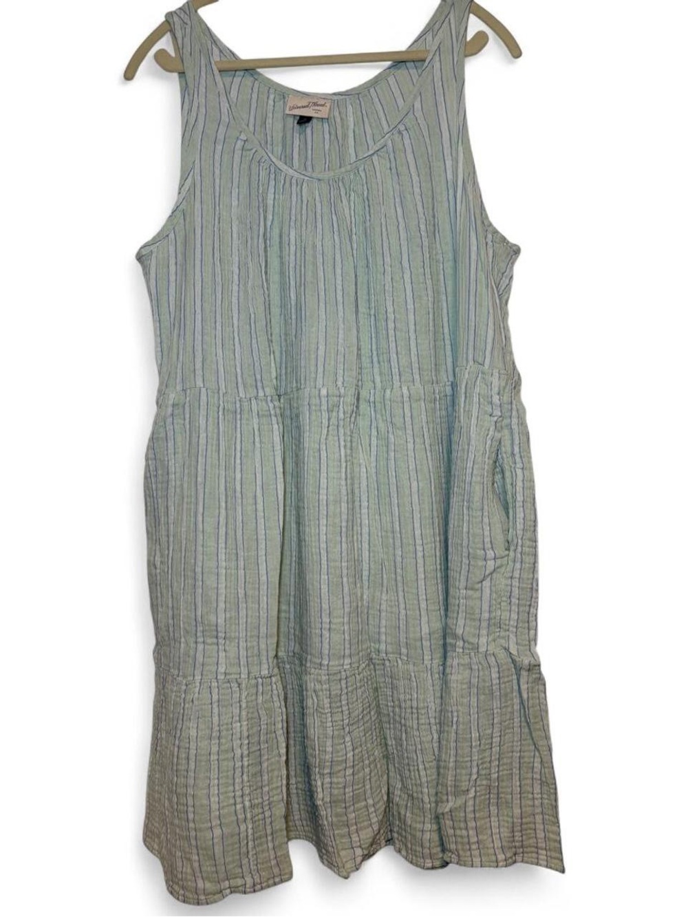 Universal Thread Pale Green Striped 100% Cotton Sundress